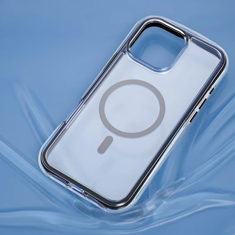 For iPhone 16 Pro Case Compatible with MagSafe Annular Airbags PC+TPU Phone Cover - Black