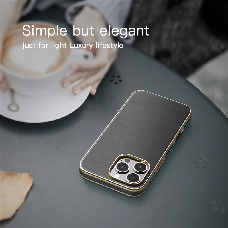 Para Iphone 16 Pro Max Case PU PU Cubierta Trasera Con Thock TPU Con Recubrimiento de Tpu - Negro