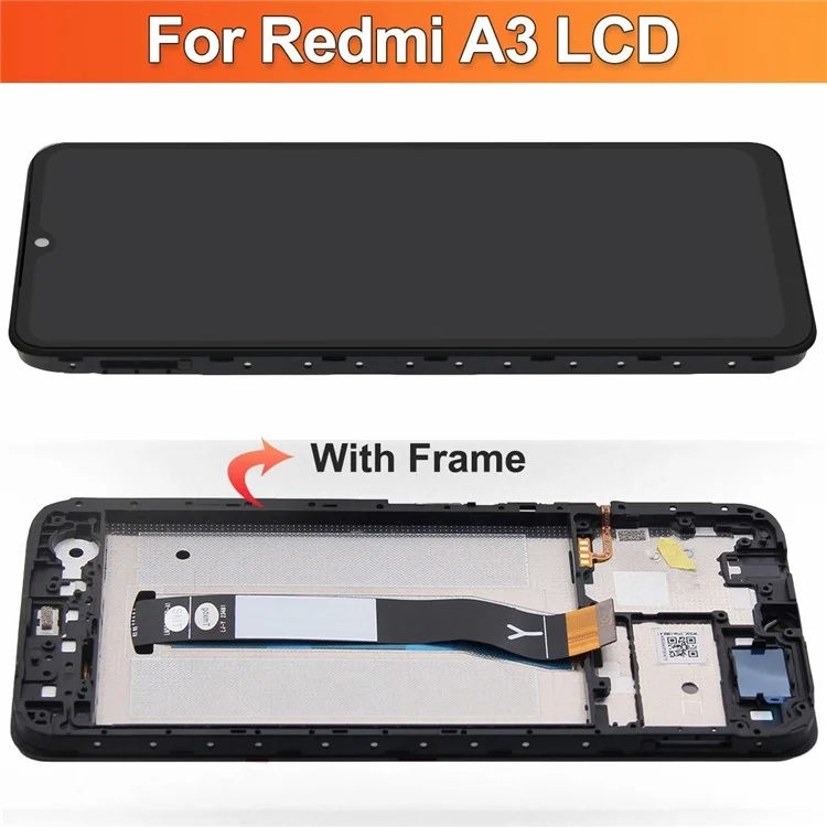 Für Xiaomi Poco C61 4G / Redmi A3 4G Klasse B LCD-Bildschirm und Digitizer-Baugruppe + Rahmen (ohne Logo) - Schwarz