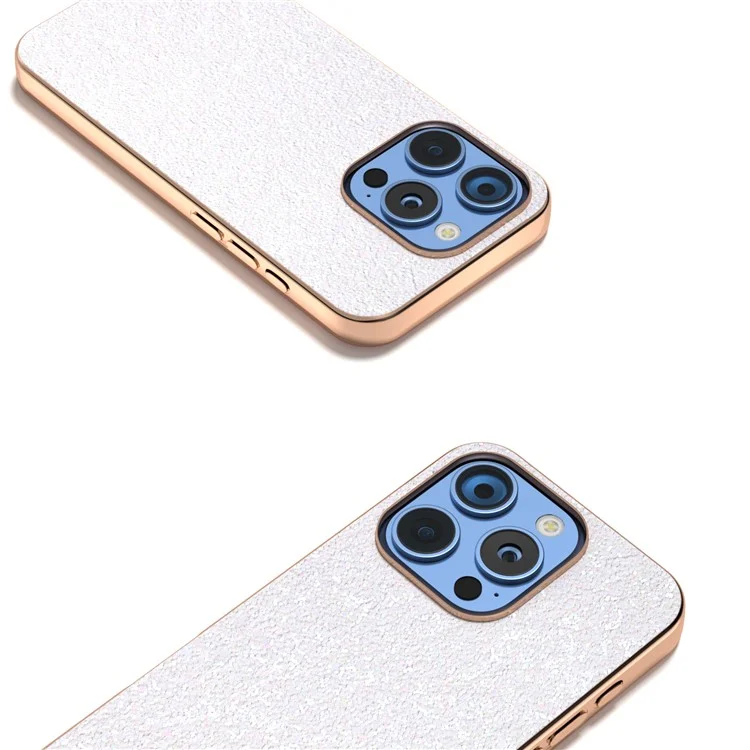 Per Iphone 16 Pro Max Case Elettroplating Cover Del Telefono Design Glitter Colorato PU+TPU Custodia Protettiva - Gardenia Bianca