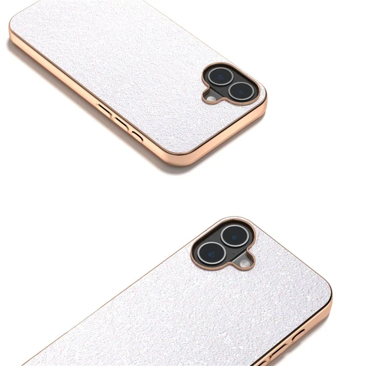 Per Iphone 16 Case Elettroplanti Cover Del Telefono Design Glitter Design di Scintillio PU+TPU Protettivo Custodia - Gardenia Bianca