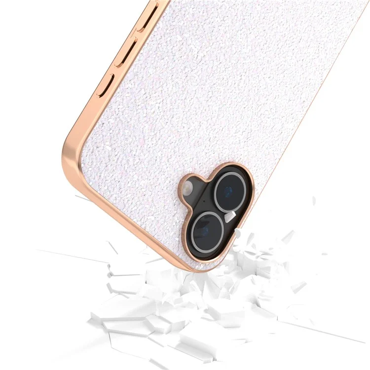 Per Iphone 16 Case Elettroplanti Cover Del Telefono Design Glitter Design di Scintillio PU+TPU Protettivo Custodia - Gardenia Bianca