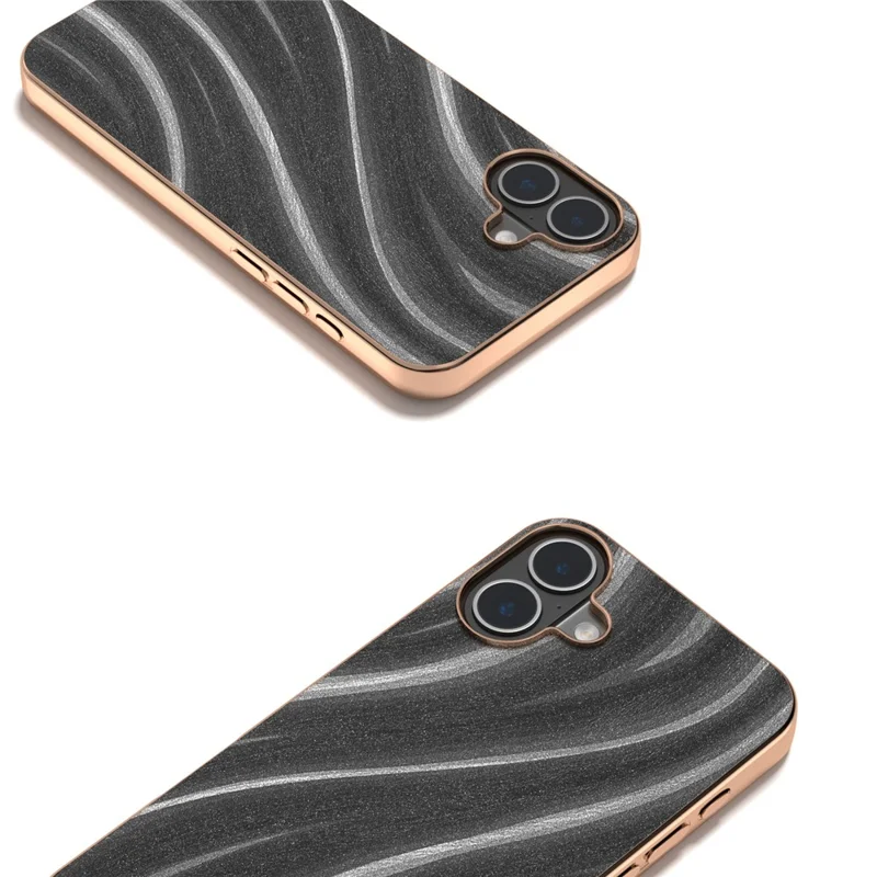 Para Iphone 16 Plus Case Electroplatando Teléfono Cubierta Patrón de Vía Láctea PU+TPU Protective Case - Gris