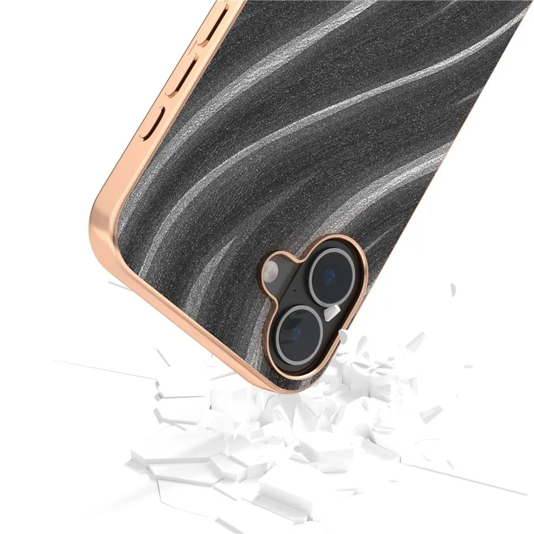 Para Iphone 16 Plus Case Electroplatando Teléfono Cubierta Patrón de Vía Láctea PU+TPU Protective Case - Gris