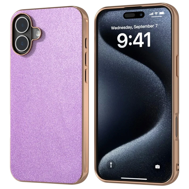 Pour L'iphone 16 Plus Electroplasage Cover Cover Conception de Surface de Surface pu + Tpu Case de Protection - Violet