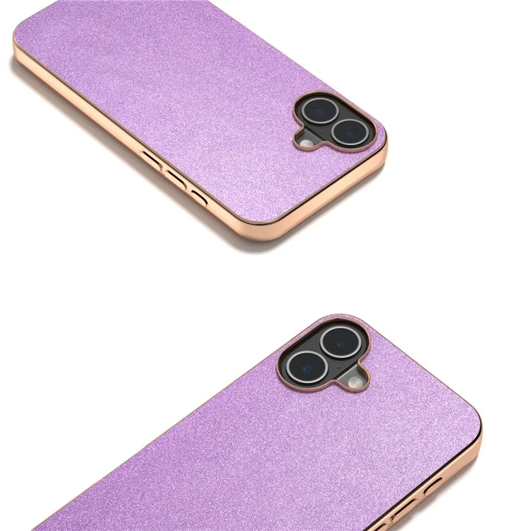 Pour L'iphone 16 Plus Electroplasage Cover Cover Conception de Surface de Surface pu + Tpu Case de Protection - Violet