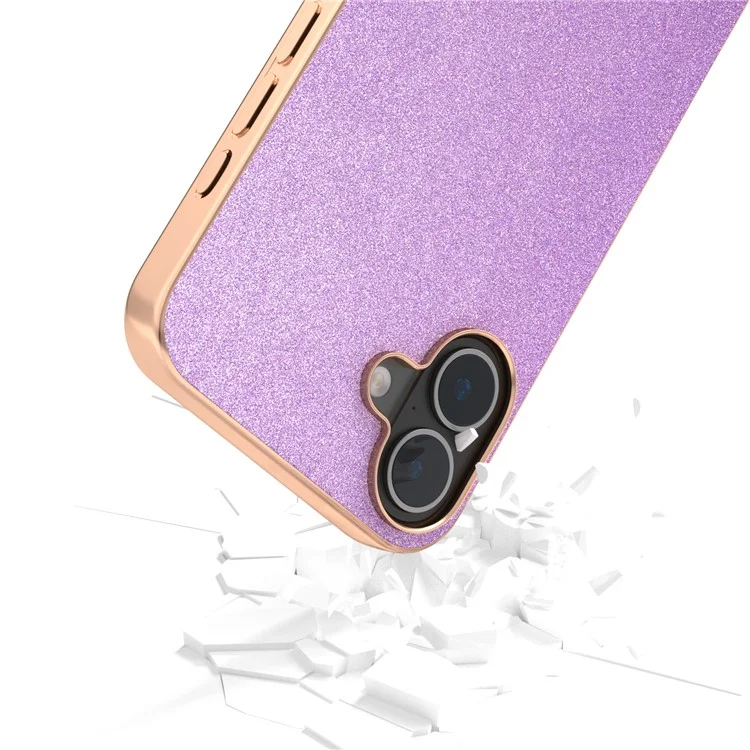 Pour L'iphone 16 Plus Electroplasage Cover Cover Conception de Surface de Surface pu + Tpu Case de Protection - Violet