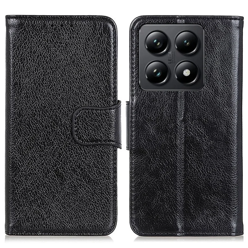 For Xiaomi 14T Pro Case Nappa Texture Split Leather Wallet Phone Cover - Black