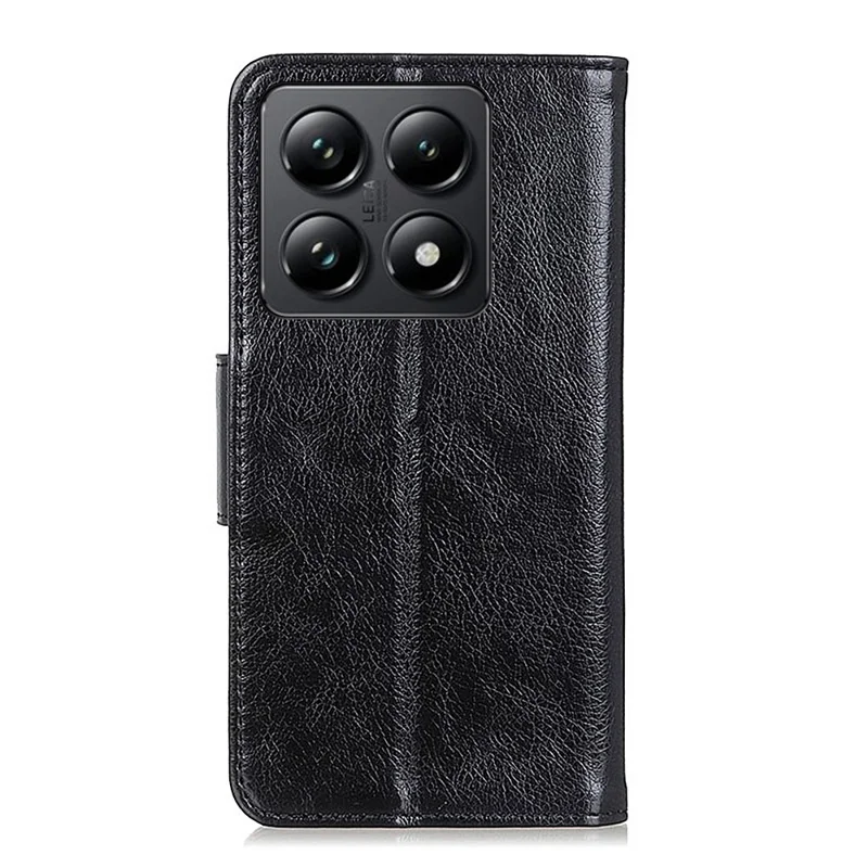 For Xiaomi 14T Pro Case Nappa Texture Split Leather Wallet Phone Cover - Black