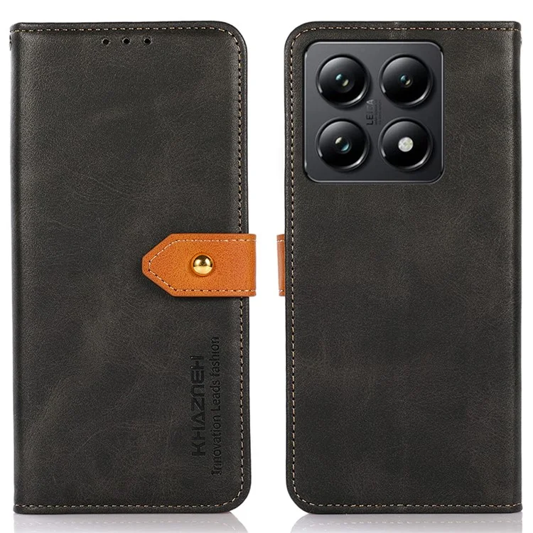 KHAZNEH для Xiaomi 14T Pro Бумажник Чехол для телефона Подставка Кожаный Раскладной Чехол - Черный