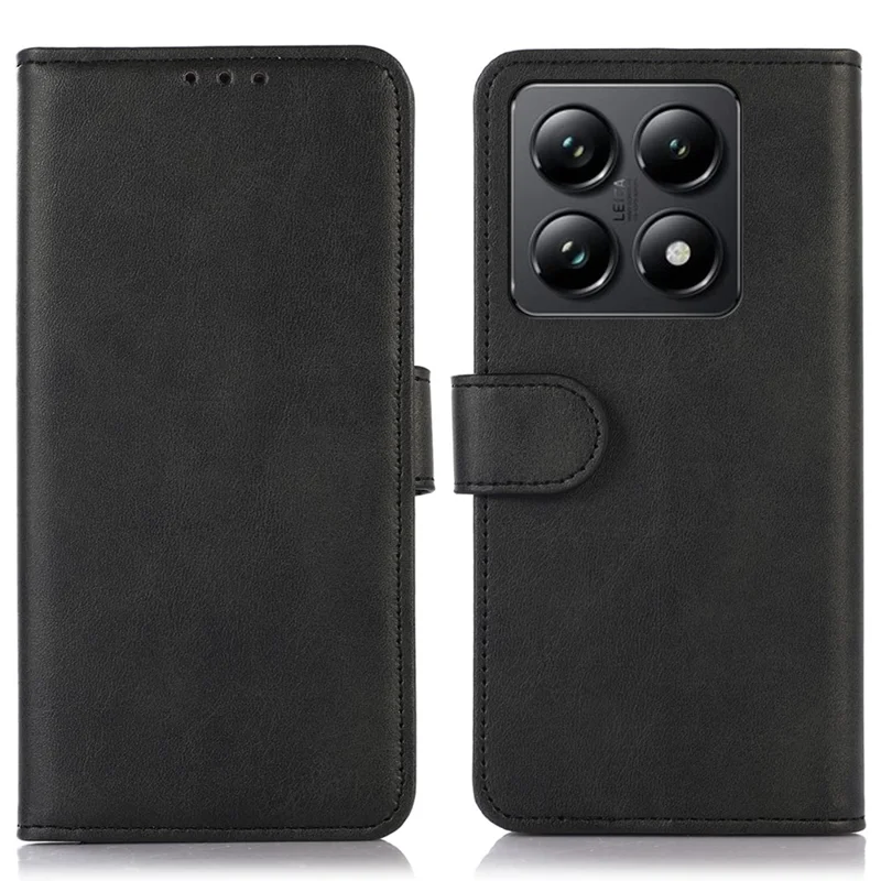 Para Xiaomi 14T Case Cowhide Texture Leather Wallet Phone Cover com Suporte - Preto
