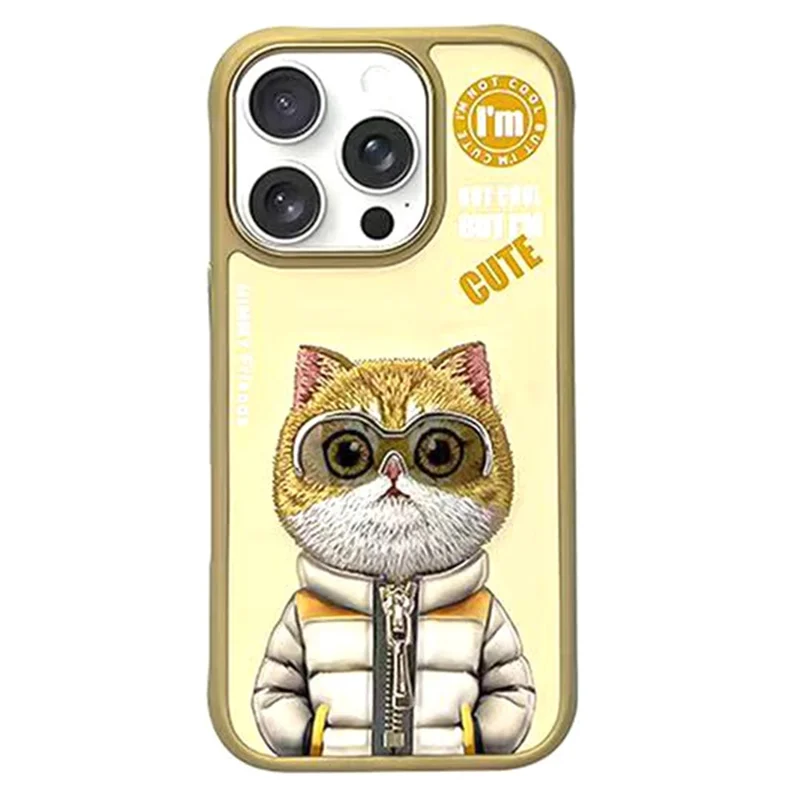 NIMMY For iPhone 16 Pro Max Case Embroidery Protective Phone Cover - Khaki Coat Cat