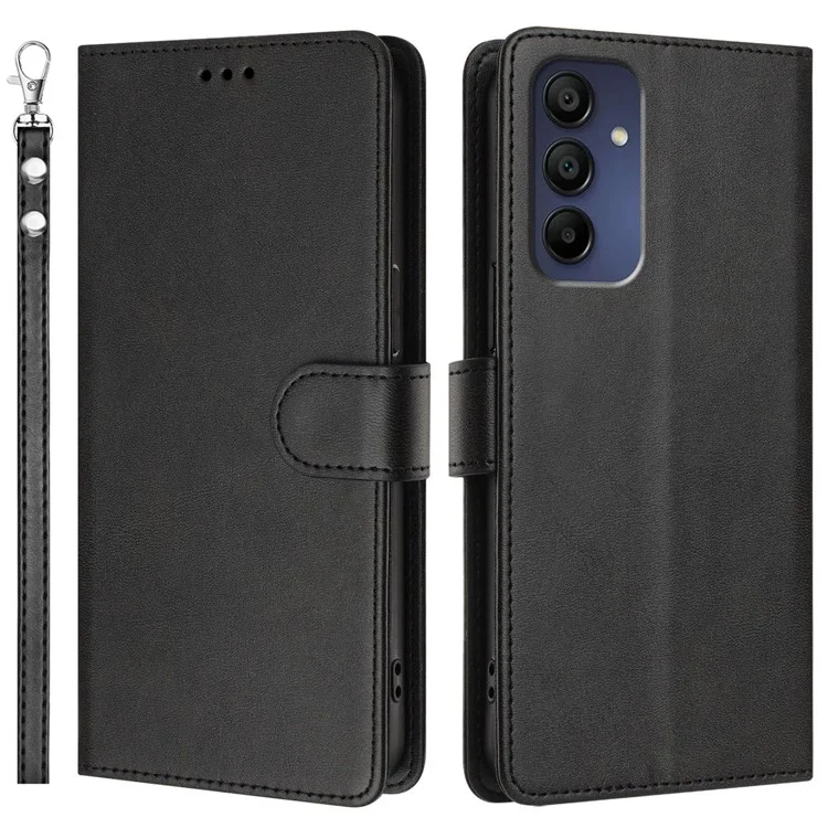 Para Samsung Galaxy A16 5G / A16 4G Case RFID Blocking Wallet Leather Phone Cover with Strap - Preto