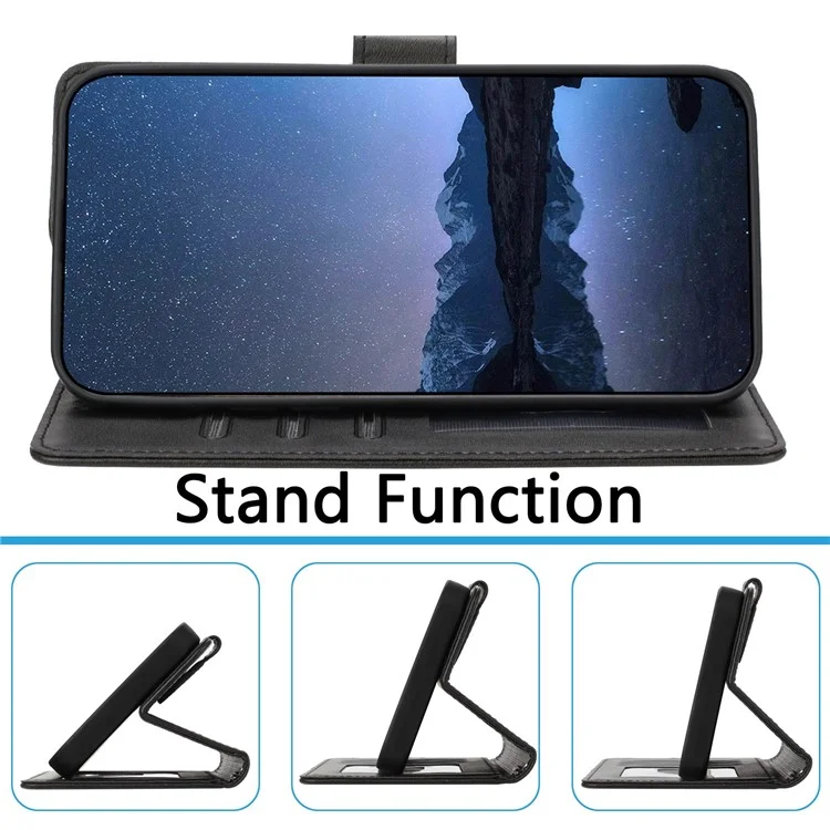 Para Samsung Galaxy A16 5G / A16 4G Case RFID Blocking Wallet Leather Phone Cover with Strap - Preto