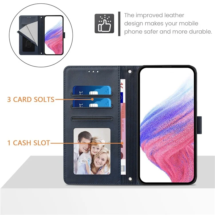 Para Samsung Galaxy A16 5G / A16 4G Case RFID Blocking Wallet Leather Phone Cover with Strap - Preto