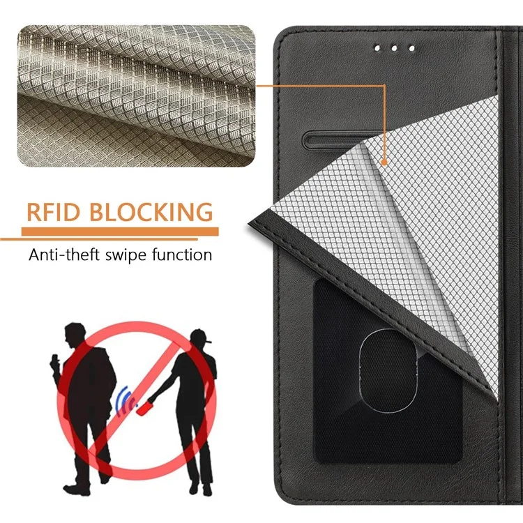 Para Samsung Galaxy A16 5G / A16 4G Case RFID Blocking Wallet Leather Phone Cover with Strap - Preto