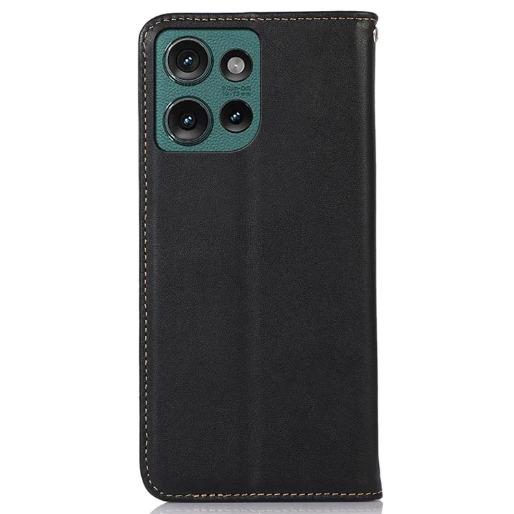 Khazneh Para Motorola Edge 50 Neo 5G Case Genuino de Cuero de Vaca Cover Cover Nappa Textura - Negro