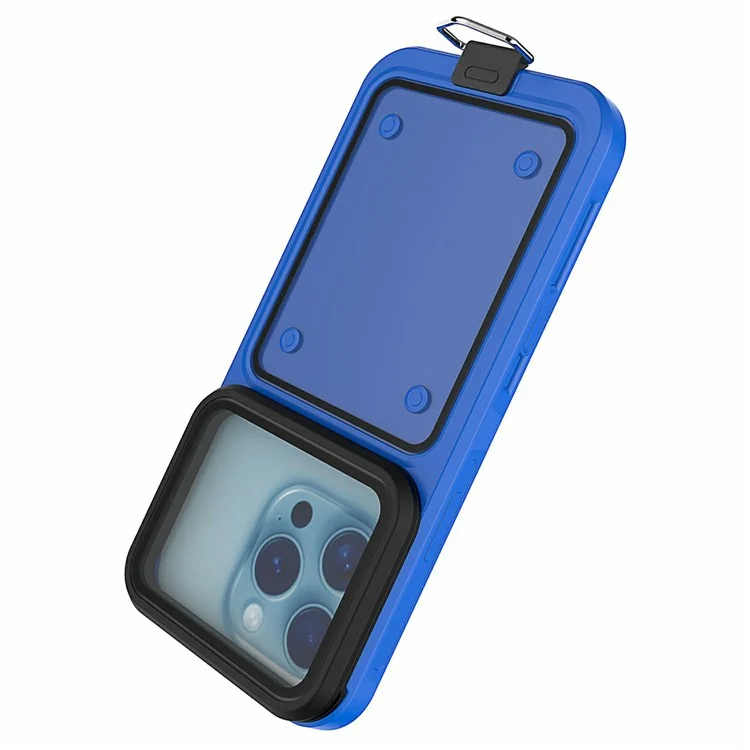 IP68 Waterproof Case for 6.5-6.9 Inch Phones Air Bag Shockproof Underwater Phone Cover - Blue