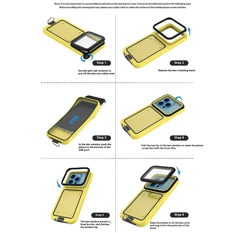 IP68 Waterproof Case for 6.5-6.9 Inch Phones Air Bag Shockproof Underwater Phone Cover - Blue