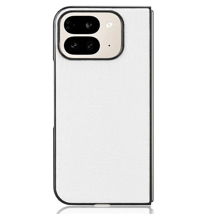 Per Google Pixel 9 Pro Fold 5G Case Crocodile Texture in Pelle Copertina Telefonica Per PC Duro Rivestito - Bianco