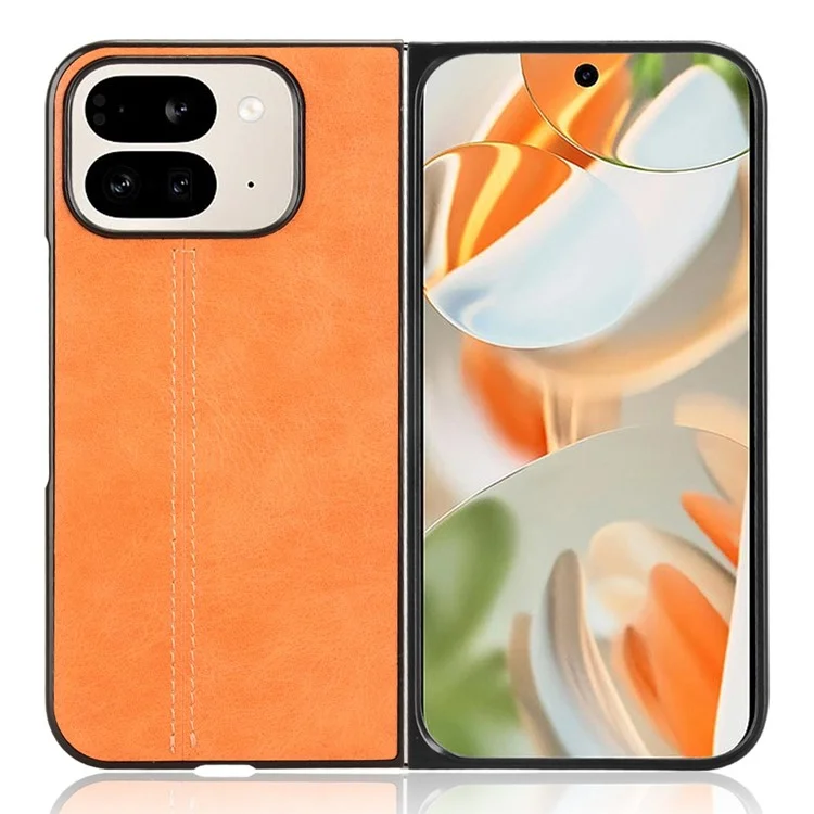 Per Google Pixel 9 Pro Fold 5G Case Cowhide Texture in Pelle di Copertura Del Telefono pc - Arancia