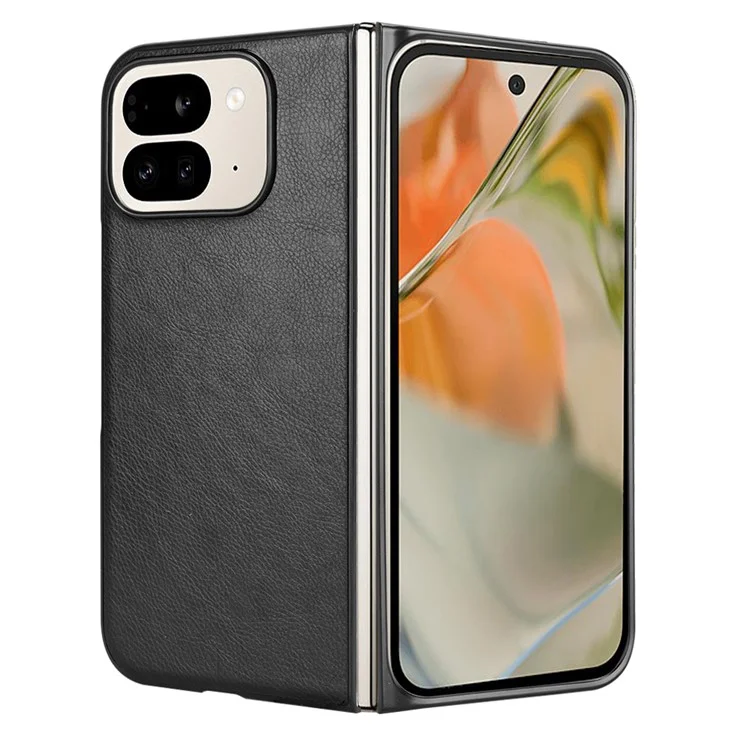 Для Google Pixel 9 Pro Fold 5G Case Litchi Texture PU Кожа + PC Phone Cover - Черный