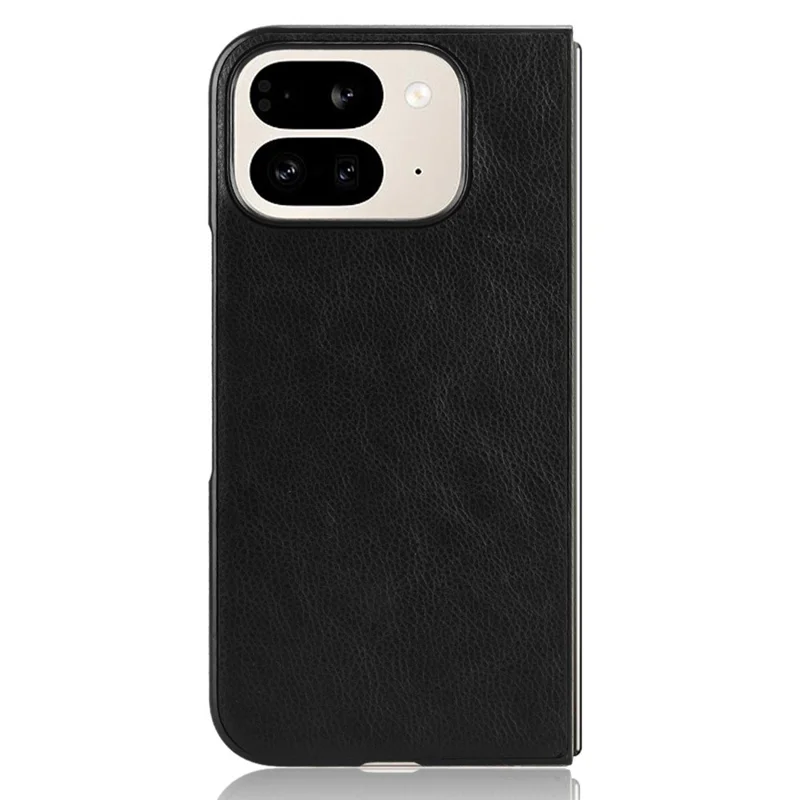 Для Google Pixel 9 Pro Fold 5G Case Litchi Texture PU Кожа + PC Phone Cover - Черный