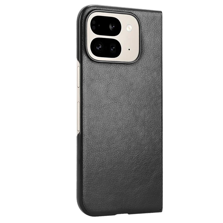Для Google Pixel 9 Pro Fold 5G Case Litchi Texture PU Кожа + PC Phone Cover - Черный