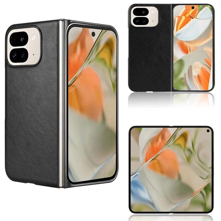 Для Google Pixel 9 Pro Fold 5G Case Litchi Texture PU Кожа + PC Phone Cover - Черный
