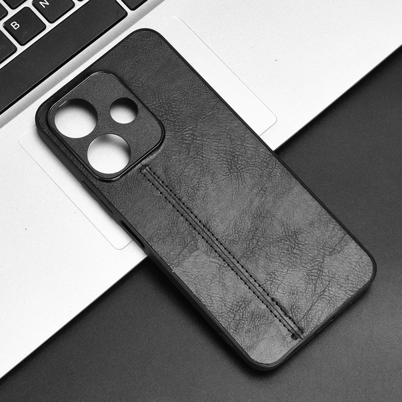 Para Xiaomi Redmi 13 5G / Línea de Costura de la Cubierta Del Teléfono 4G Case+tpu+pc pc - Negro