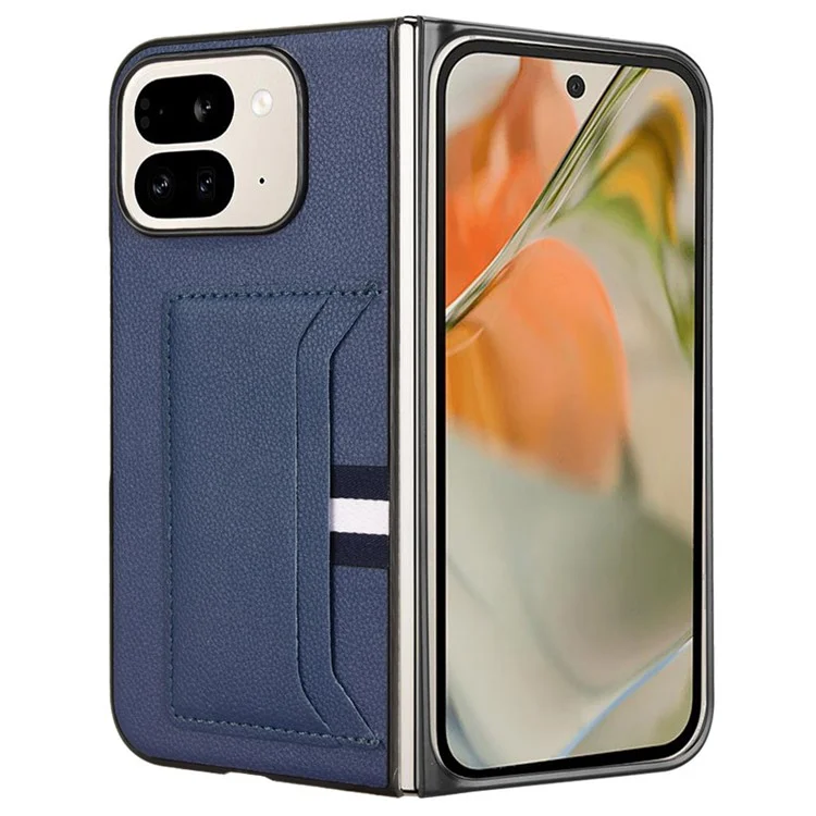 Per Google Pixel 9 Pro Fold 5G Case Case Porta in Pelle di Texture Litchi+copertina di Telefono Pieghevole pc - Blu