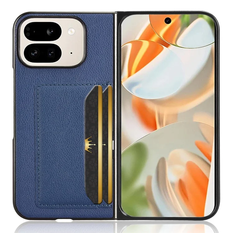 Per Google Pixel 9 Pro Fold 5G Case Case Porta in Pelle di Texture Litchi+copertina di Telefono Pieghevole pc - Blu