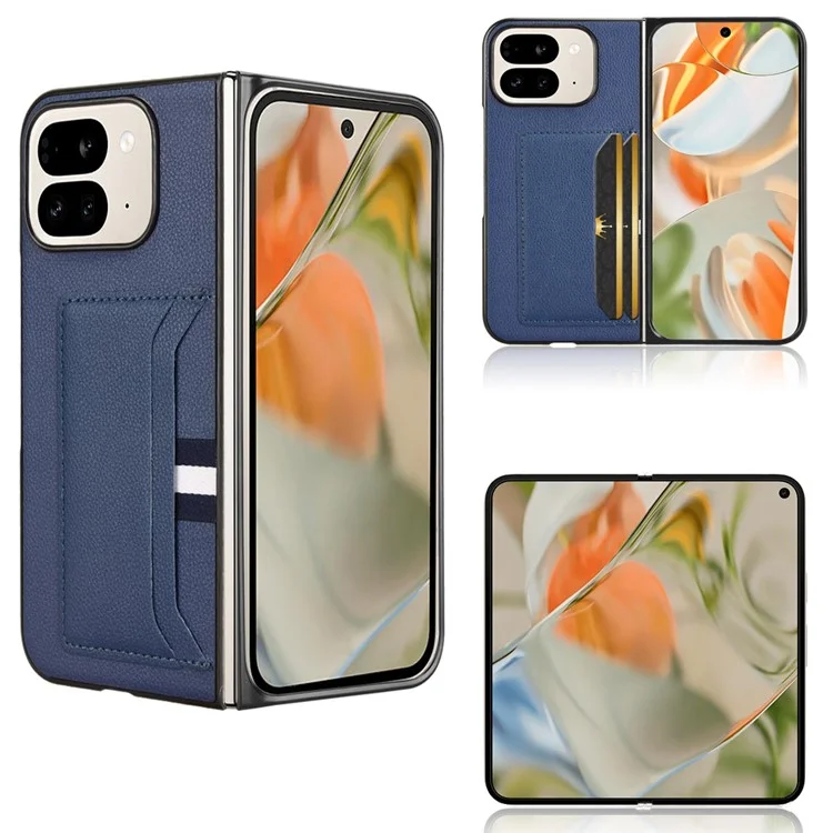 Per Google Pixel 9 Pro Fold 5G Case Case Porta in Pelle di Texture Litchi+copertina di Telefono Pieghevole pc - Blu