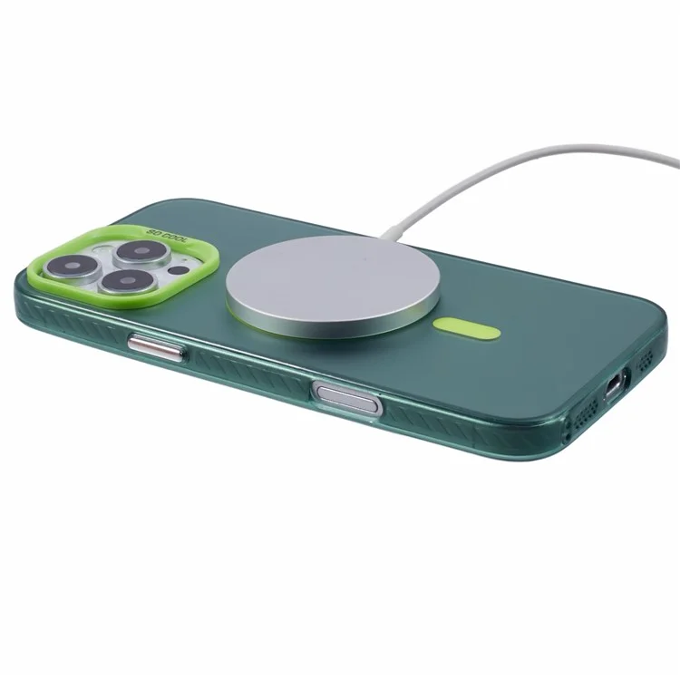 Para Iphone 16 Pro Case Compatible Con Magsafe Láser Effect Tpu+portada Del Teléfono Acrílico - Verde