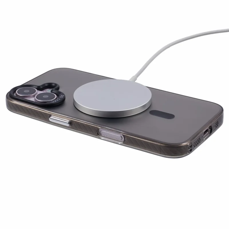 Para Iphone 16 Case Compatível Com MagSafe Laser Effect Tpu+tampa do Telefone Acrílico - Preto