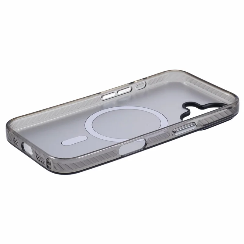 Para Iphone 16 Case Compatível Com MagSafe Laser Effect Tpu+tampa do Telefone Acrílico - Preto