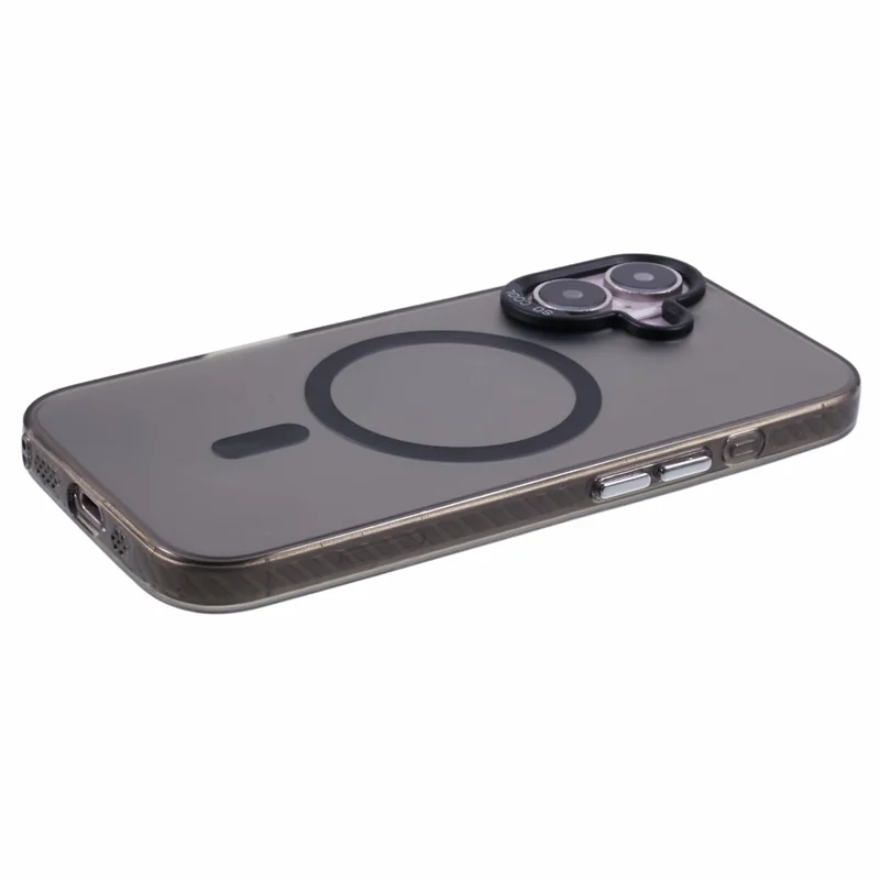 Para Iphone 16 Case Compatível Com MagSafe Laser Effect Tpu+tampa do Telefone Acrílico - Preto