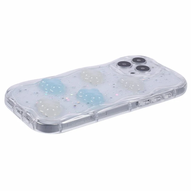 For iPhone 16 Pro Case Epoxy TPU 3D Pattern Anti-Fall Phone Cover - Cloud