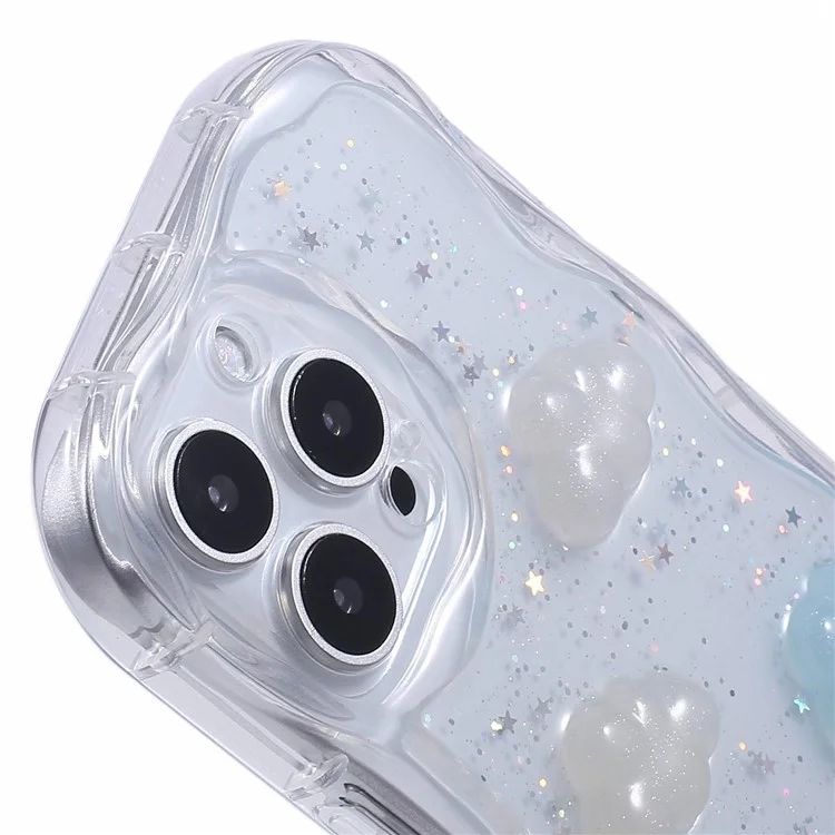 For iPhone 16 Pro Case Epoxy TPU 3D Pattern Anti-Fall Phone Cover - Cloud