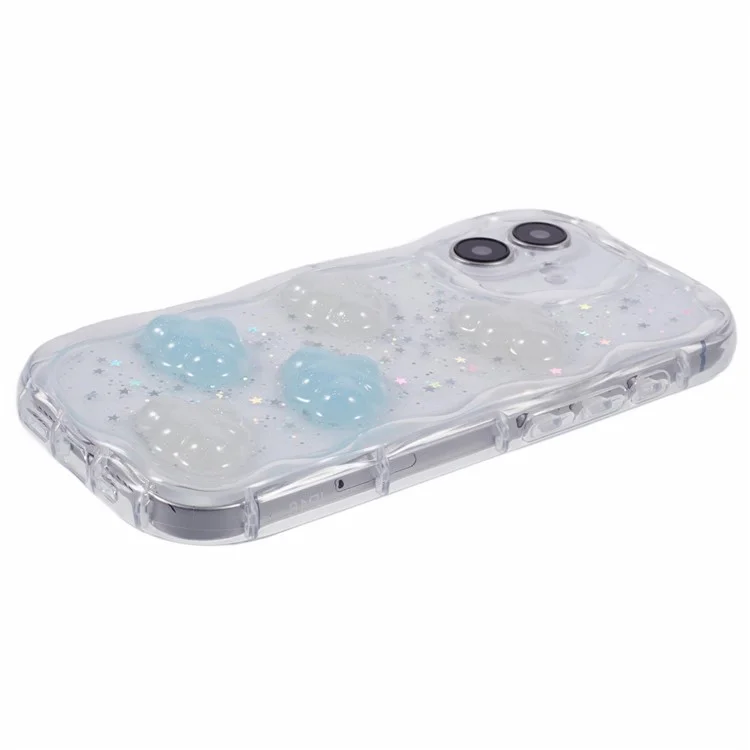For iPhone 16 Plus Case Epoxy TPU 3D Pattern Anti-Fall Phone Cover - Cloud