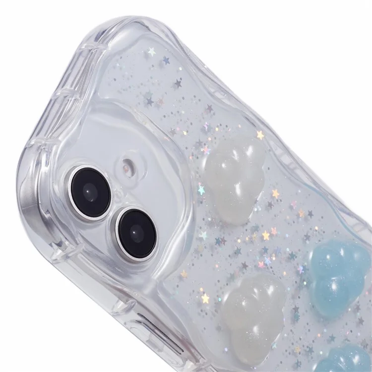 For iPhone 16 Plus Case Epoxy TPU 3D Pattern Anti-Fall Phone Cover - Cloud