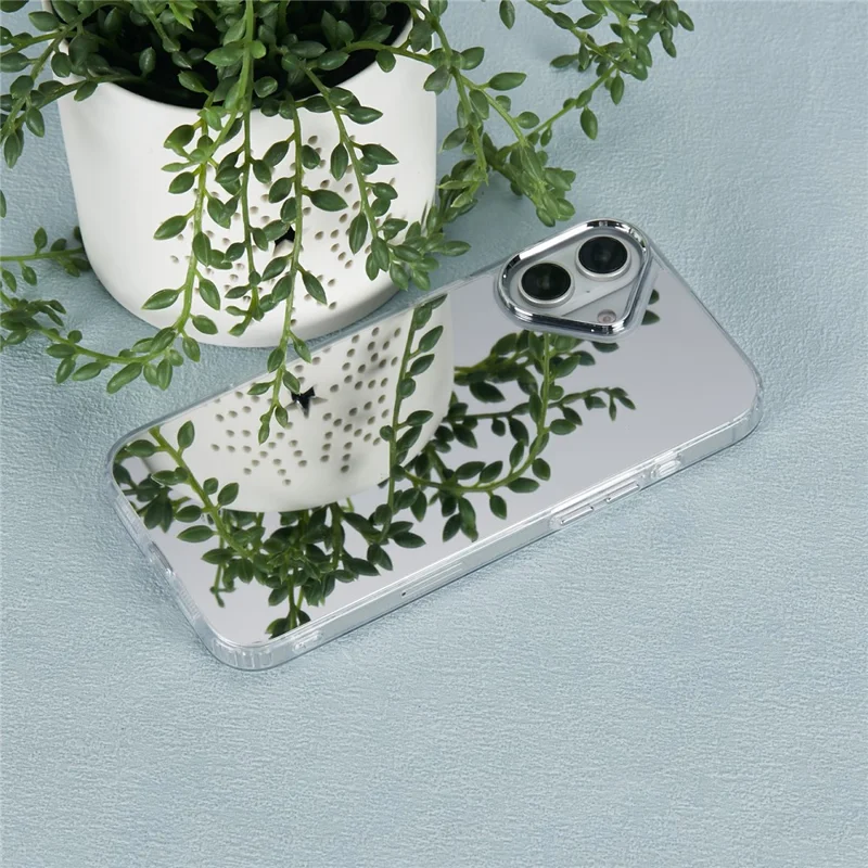 For iPhone 16 Case Electroplated Mirror Surface Acrylic+TPU Phone Cover