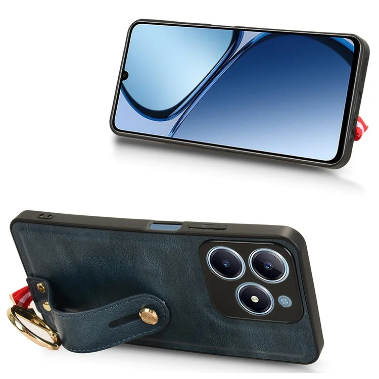 Pour le Royaume C61 4G / C63 4G Case de Bracelet Kickstand Cuir + pc + Tpu Téléphone Couvercle Avec Ouvre-bouteille - Bleu