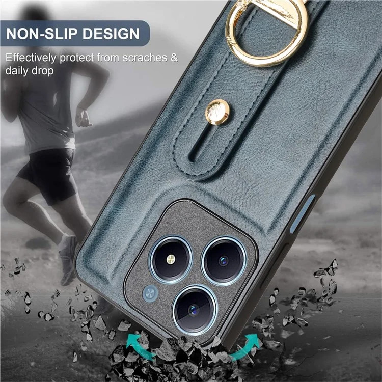 Pour le Royaume C61 4G / C63 4G Case de Bracelet Kickstand Cuir + pc + Tpu Téléphone Couvercle Avec Ouvre-bouteille - Bleu