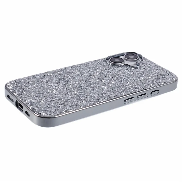 Pour Iphone 16 Plus Case Tpu + pc Scintillant de Paillettes de Téléphone - Argent