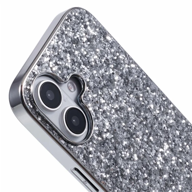 Pour Iphone 16 Plus Case Tpu + pc Scintillant de Paillettes de Téléphone - Argent