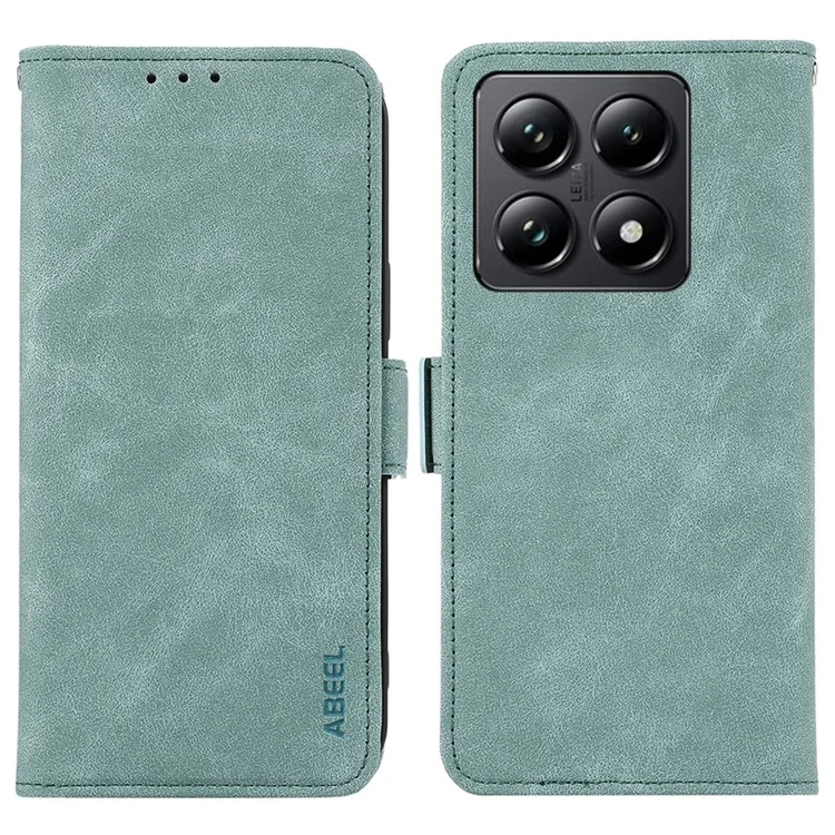 ABEEL For Xiaomi 14T Case PU Leather Folio Stand View RFID Blocking Phone Cover - Baby Blue
