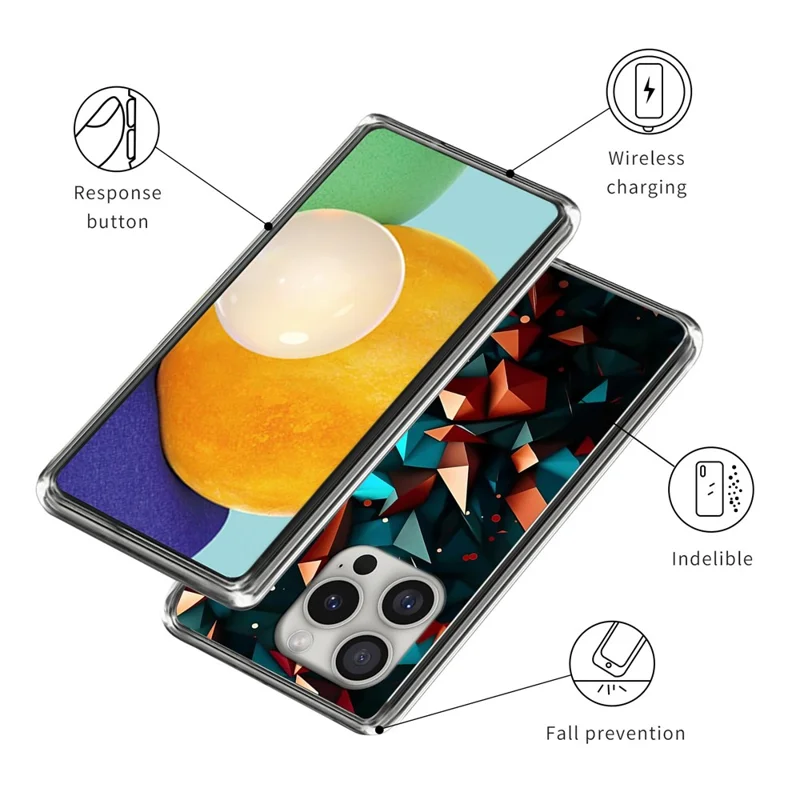 For iPhone 16 Pro Case Shock-Absorbent TPU Pattern Printed Phone Cover - Style A