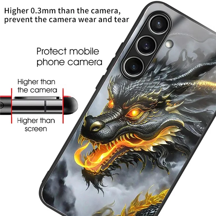 For Samsung Galaxy S24 FE Case Tempered Glass TPU Drop-Proof Phone Cover Pattern Printing - Style F