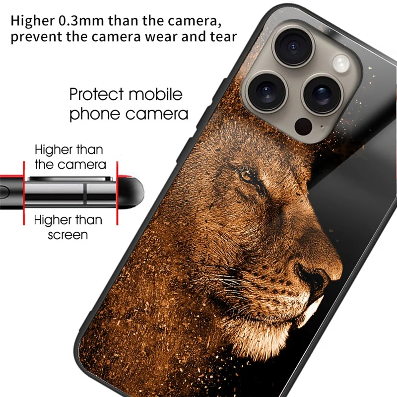 Für iPhone 16 Pro Max Case Gehärtetes Glas TPU stoßfestes Handyhülle Musteraufdruck - Stil A
